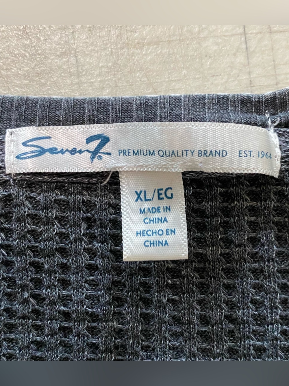 Seven7 Charcoal Waffle Knit Henley Top - Picture 2 of 11